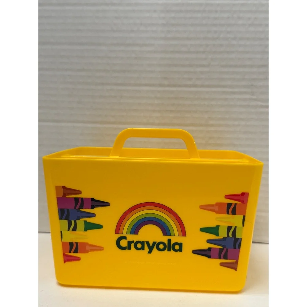 Crayola Yellow Plastic Art Supply Caddy Organizer Two Compartment Handle New